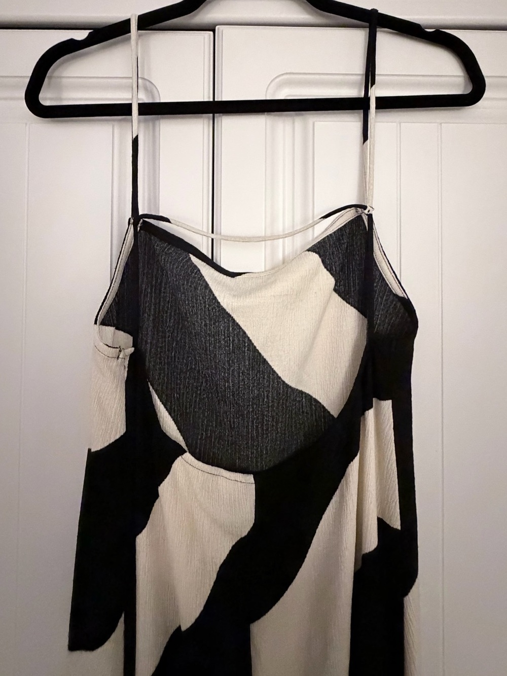 H&M Black & Cream Striped Maxi Slip Dress Size Medium - Picture 2 of 5